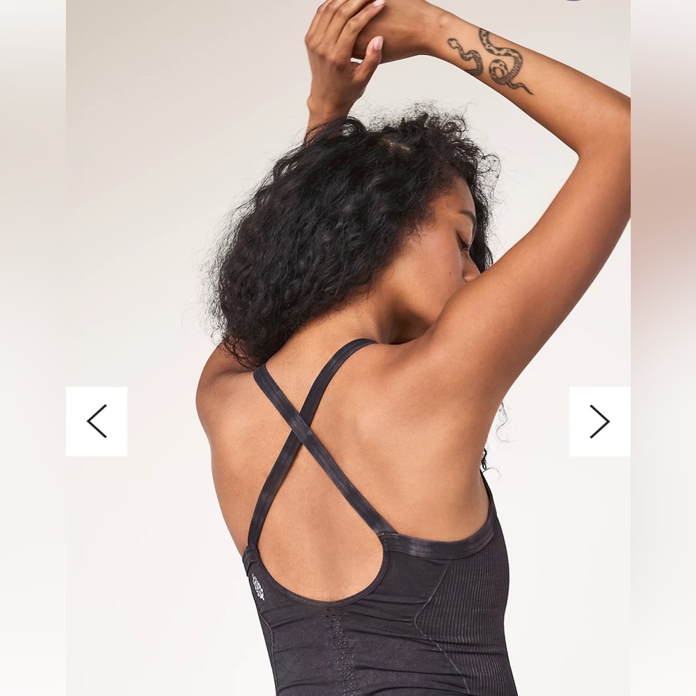 NWT Free People Good Karma Bodysuit in Washed Black